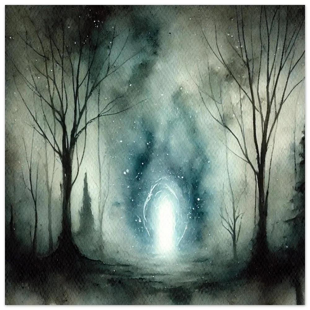 Arcane gateway | Portal within the forest | Enigmatic Fantasy Landscape Painting | Atmospheric Arcane Decor | Wall Art Print Home Decor