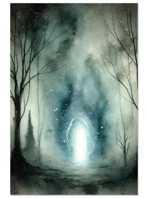 Arcane gateway | Portal within the forest | Enigmatic Fantasy Landscape Painting | Atmospheric Arcane Decor | Wall Art Print Home Decor