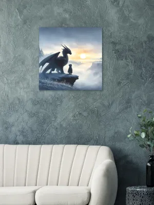 Child and Dragon Winter Fantasy Wall Art | Epic Adventures | Dragon kid art | Mystical Dragon Print | Wall Art Print Home Decor