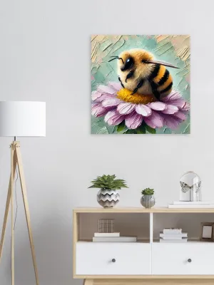 Chubby bee | Bee art | Bee Painting | Cute Bumblebee | Fluffy Bee Artwork | Wall Art Print Home Decor