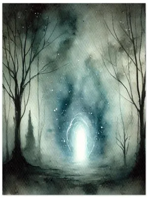 Arcane gateway | Portal within the forest | Enigmatic Fantasy Landscape Painting | Atmospheric Arcane Decor | Wall Art Print Home Decor