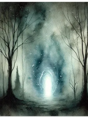 Arcane gateway | Portal within the forest | Enigmatic Fantasy Landscape Painting | Atmospheric Arcane Decor | Wall Art Print Home Decor