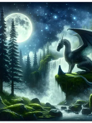 Forest Dragon Guardian | Digital Dragon and Child Fantasy Art Print | Dragon lover Art| Wall Art Print Home Decor