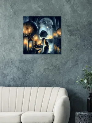 Astromancer&#39;s Owl Art Print | Magical Observatory Wall Art | Candlelit Star Room Fantasy Decor | Wall Art Print Home Decor