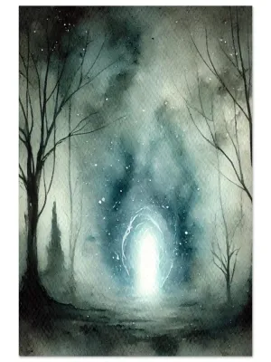 Arcane gateway | Portal within the forest | Enigmatic Fantasy Landscape Painting | Atmospheric Arcane Decor | Wall Art Print Home Decor