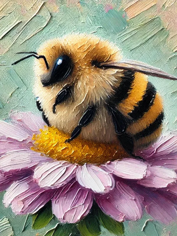 Product DIGITAL PRINT | Chubby bee, Bee art, Bee Painting, Cute Bumblebee, Fluffy Bee Artwork, Wall Art Print Home Decor Printable Image