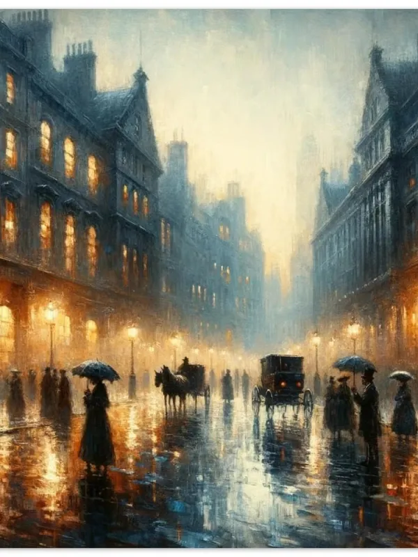 Product Rainy London, Historical watercolor, London watercolor, Rainy watercolor, Home decor, home decor watercolor, home wall art Image