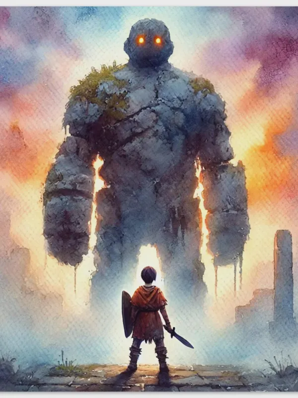 Product DIGITAL PRINT | Imagination Series | Childrens room art | Fantasy Warrior Watercolor | Epic fantasy art | Heroic Adventure Art Print Image