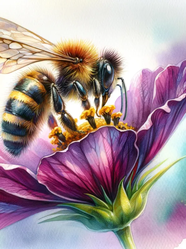 Product DIGITAL PRINT | Bee and flower watercolor, watercolor home decor, bee and flower painting, Wall Art Print Home Decor Printable Image