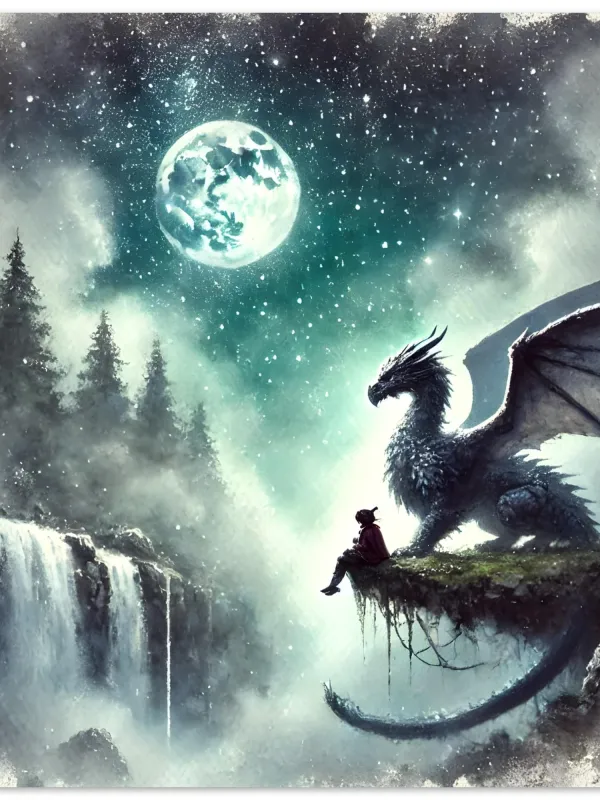 Product Dragon watercolor art | Dragon companion art | Fantasy dragon watercolor | Dragon art | Wall Art Print Home Decor Image