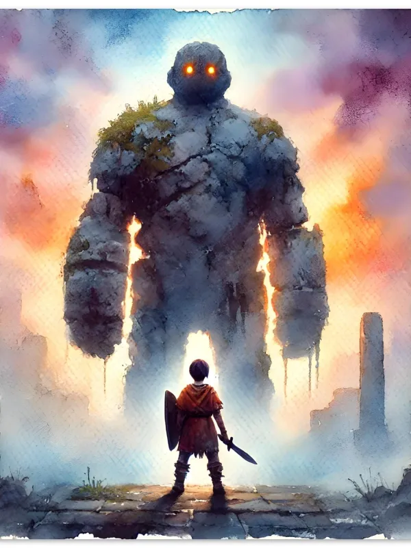 Product Childrens room art | Fantasy Warrior Watercolor | Epic fantasy art | Heroic Adventure Art Print | Wall Art Print Home Decor Image