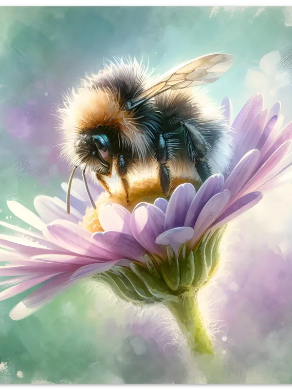 Product Bee wall art | Bee on Bloom | Watercolor Bee and Flower Art Print | Nature-Inspired Bee Wall Decor | Wall Art Print Home Decor Image