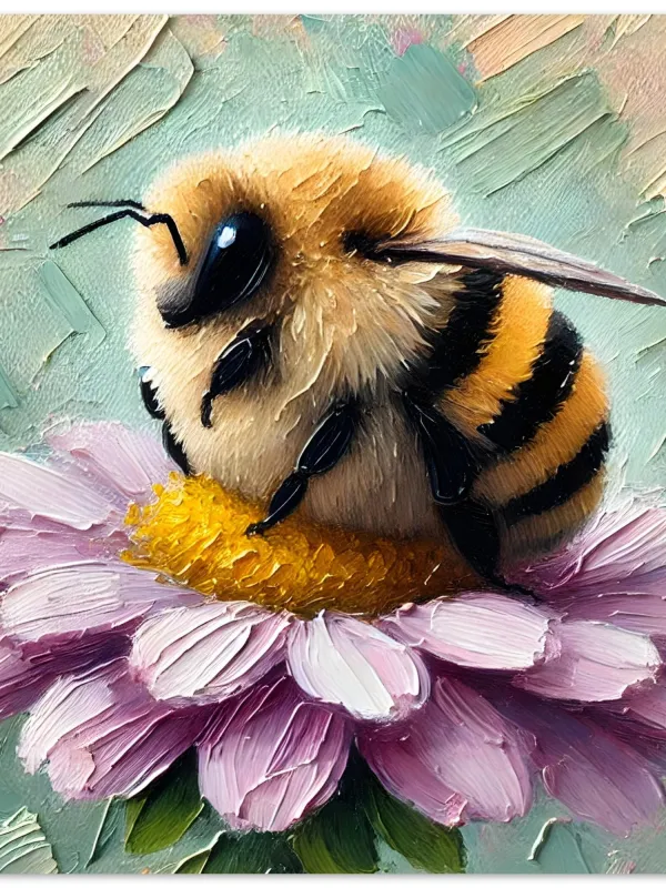 Product Chubby bee | Bee art | Bee Painting | Cute Bumblebee | Fluffy Bee Artwork | Wall Art Print Home Decor Image