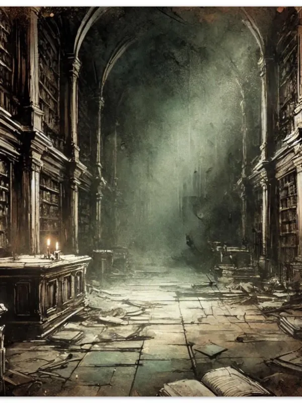 Product Dark Academia Watercolor Art | Gothic Library Painting | Mysterious Candlelit Study | Book Lover&#39;s Decor | Wall Art Print Home Decor Image