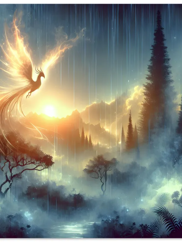Product Phoenix Sunrise Over the Forest | Phoenix Print | Mystical Watercolor Fantasy Art Print | Fantasy Creature Art | Wall Art Print Home Decor Image